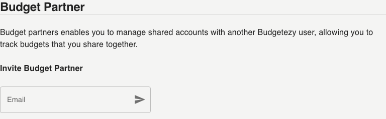 User Profile showing the Budget Partner email field and inline send icon.